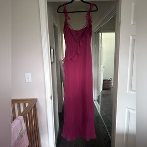 ASOS Design Raw Esge Frill MaxiDress with tie back